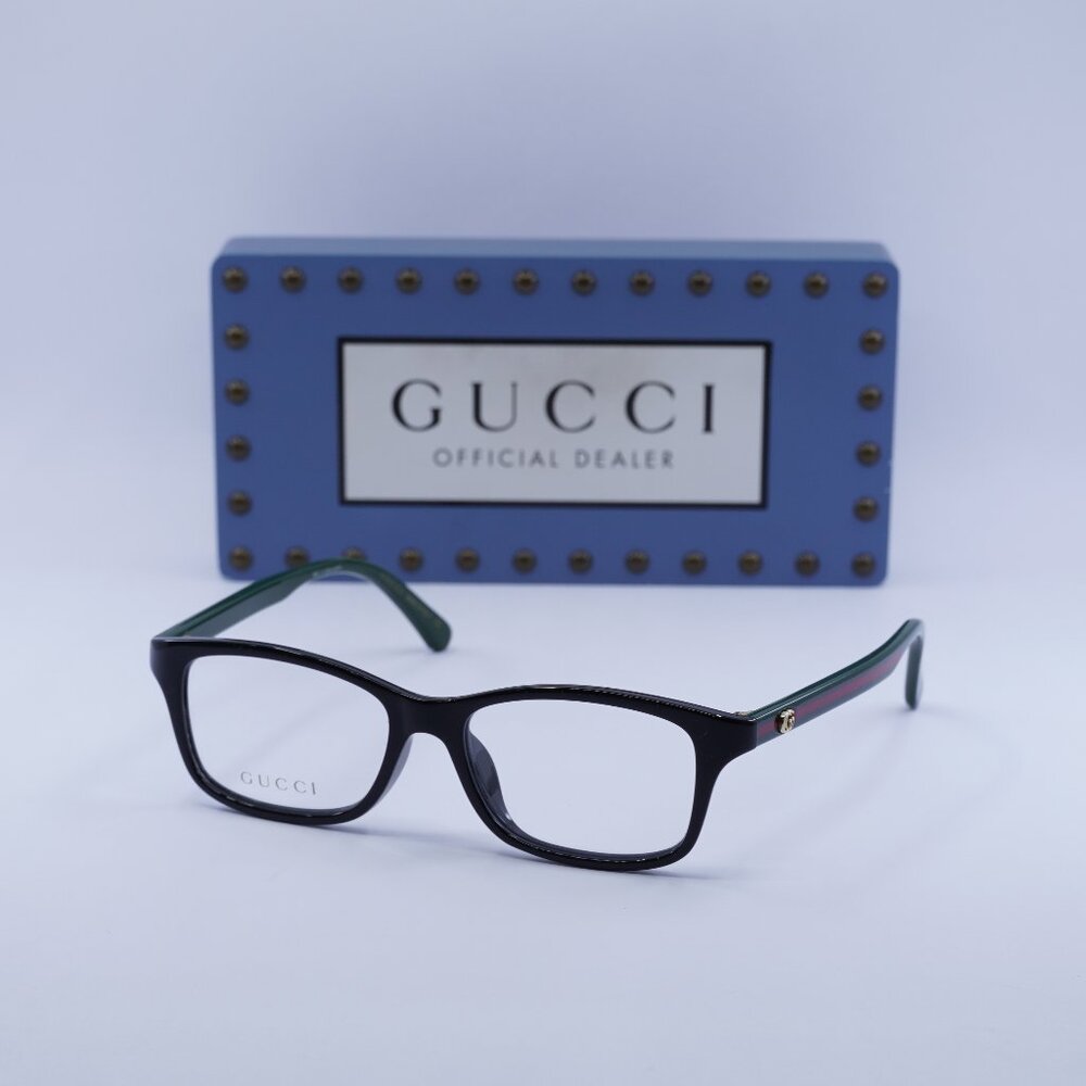 Gucci GG0720OA 002 Rectangle Eyeglasses 51mm - Black / Green / Red